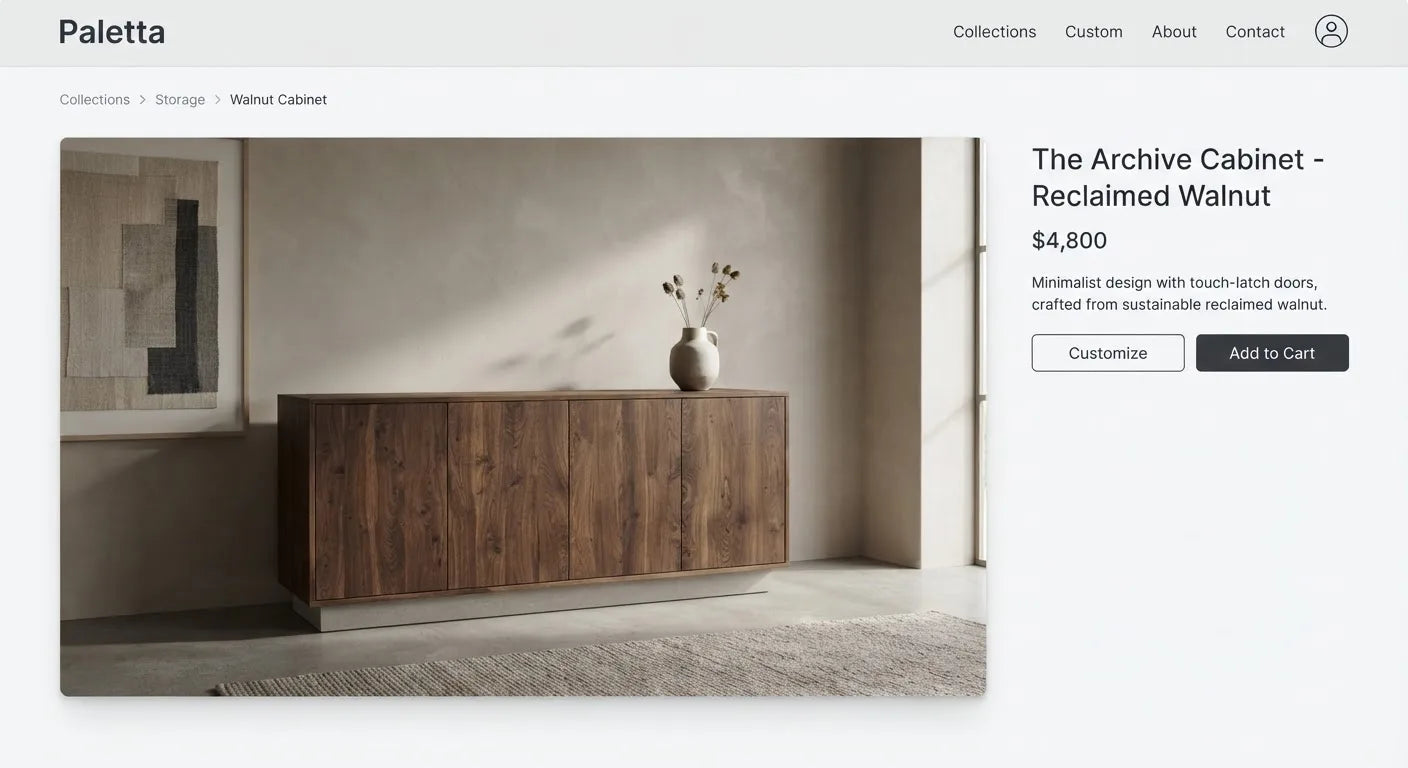 Minimalist reclaimed walnut storage cabinet